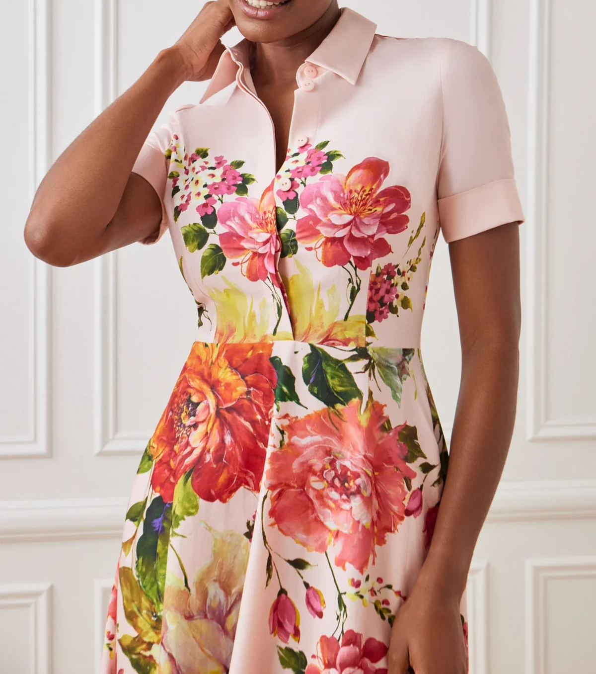Floral Border Print Shirt Dress