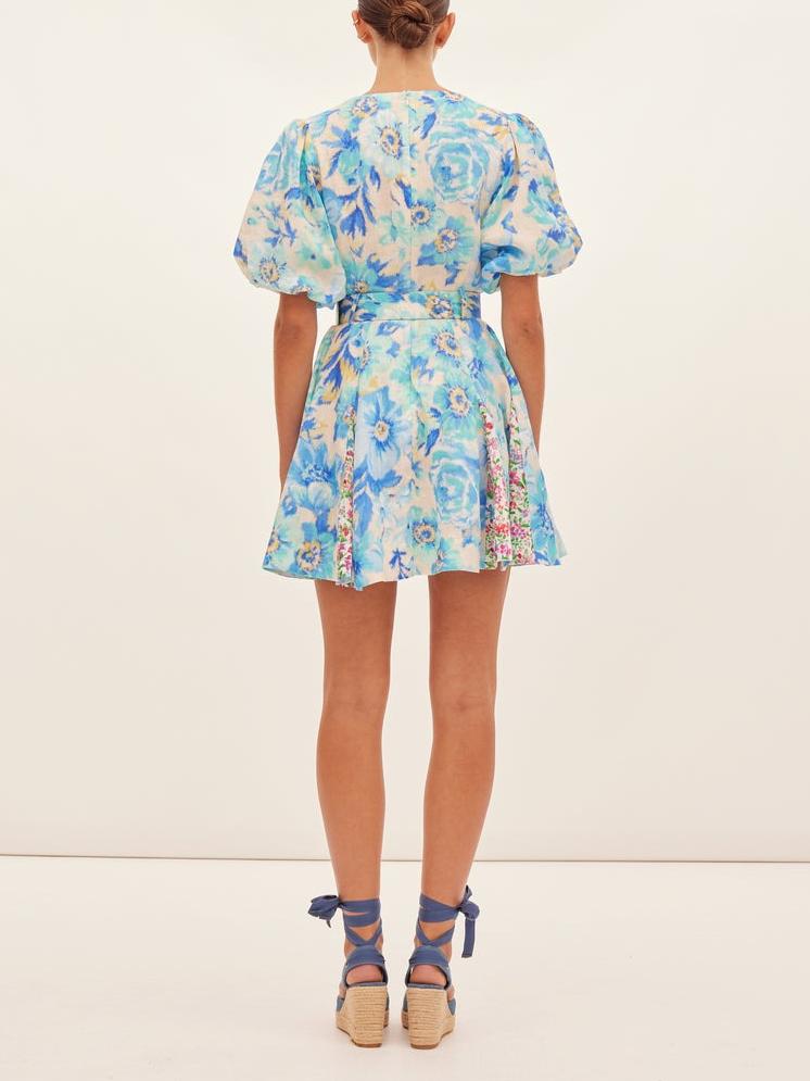 Short Puff Sleeves Mini Dress