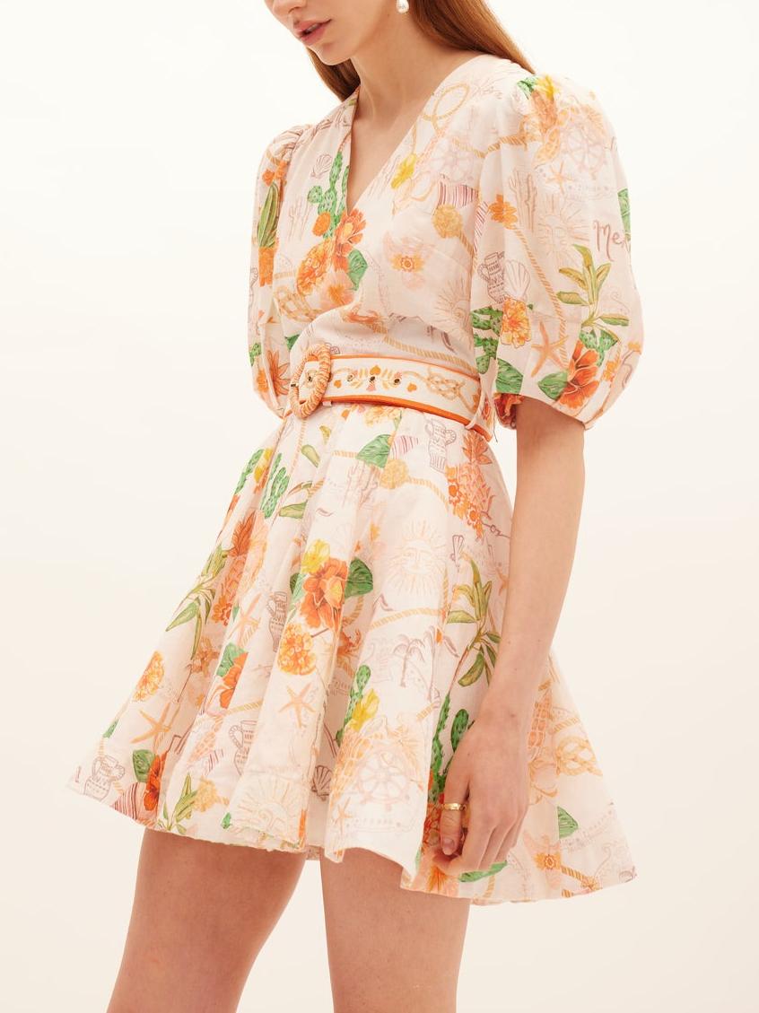 Short Puff Sleeves Mini Dress
