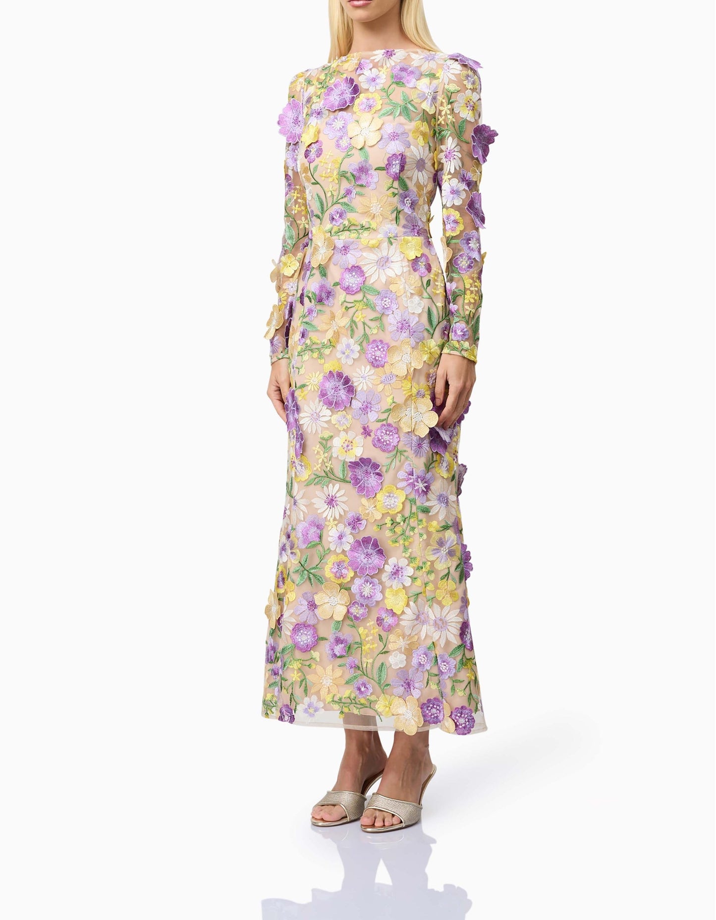 3D Floral Midi Dress