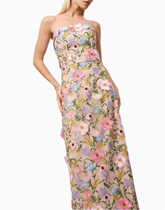 Strapless Midi Dress In Floral