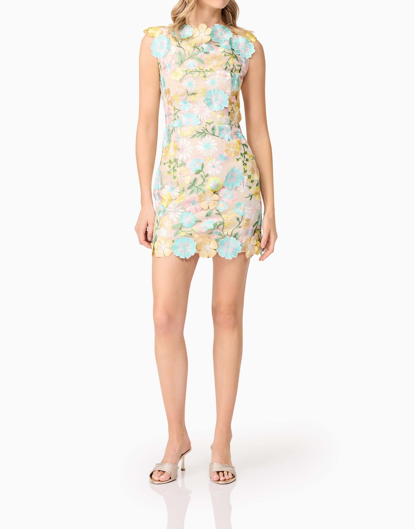 3D Mini Dress In Floral | Embroidered Details