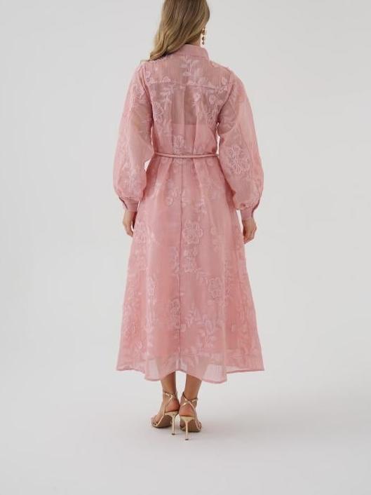 Embroidered Organza Midi Dress
