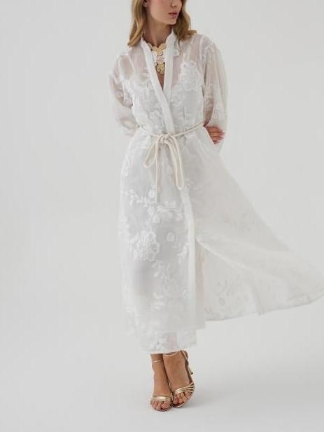 Embroidered Organza Midi Dress