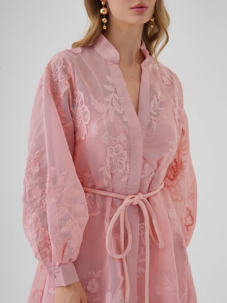 Embroidered Organza Midi Dress