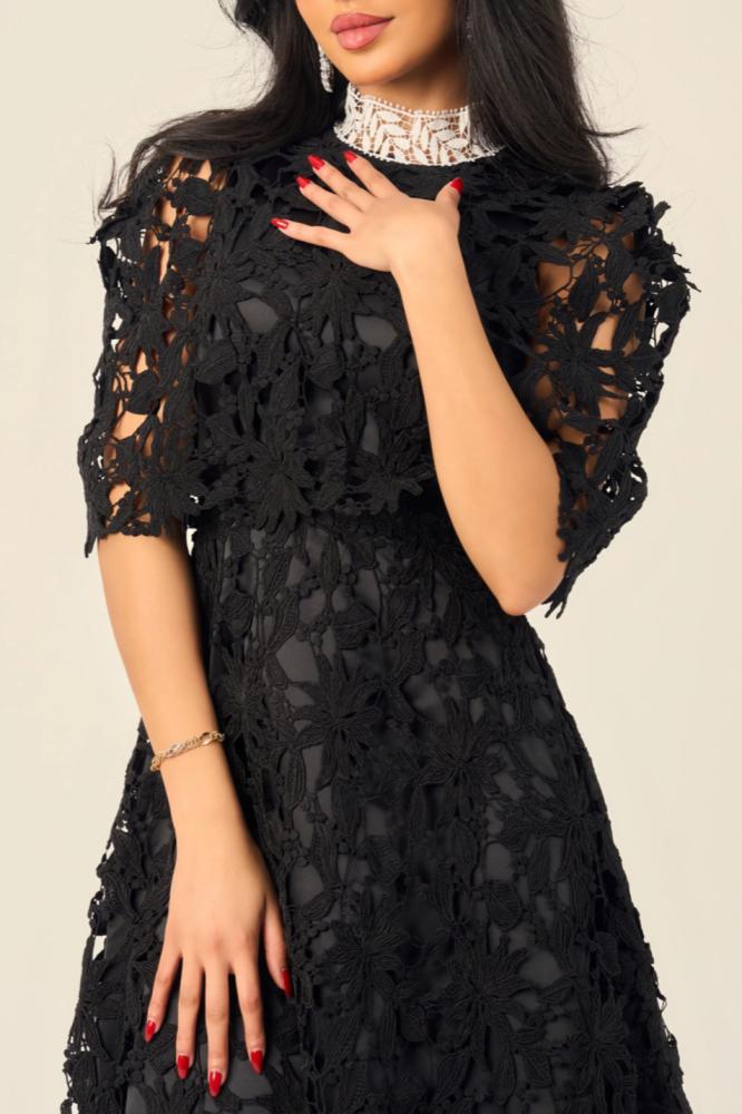 Black Lace Midi Dress