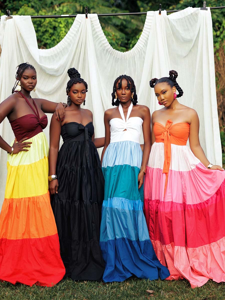 Color Block Strapless Maxi Dress