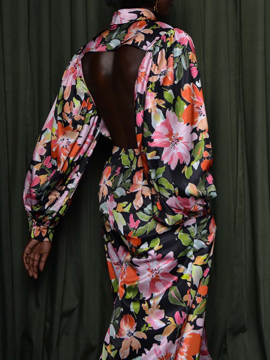 Black Multi Floral Two Pieces Set