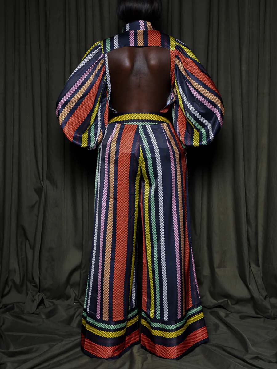 Black Multi Floral Two Pieces Set