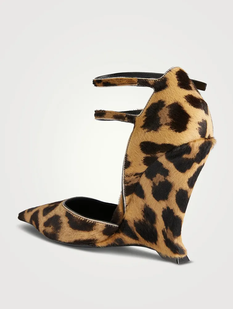 Women's Vidya Leopard Print Calf Hair Wedge Heel Sandals