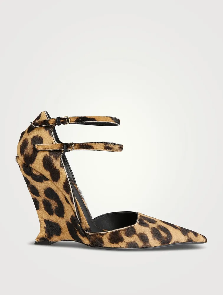 Women's Vidya Leopard Print Calf Hair Wedge Heel Sandals