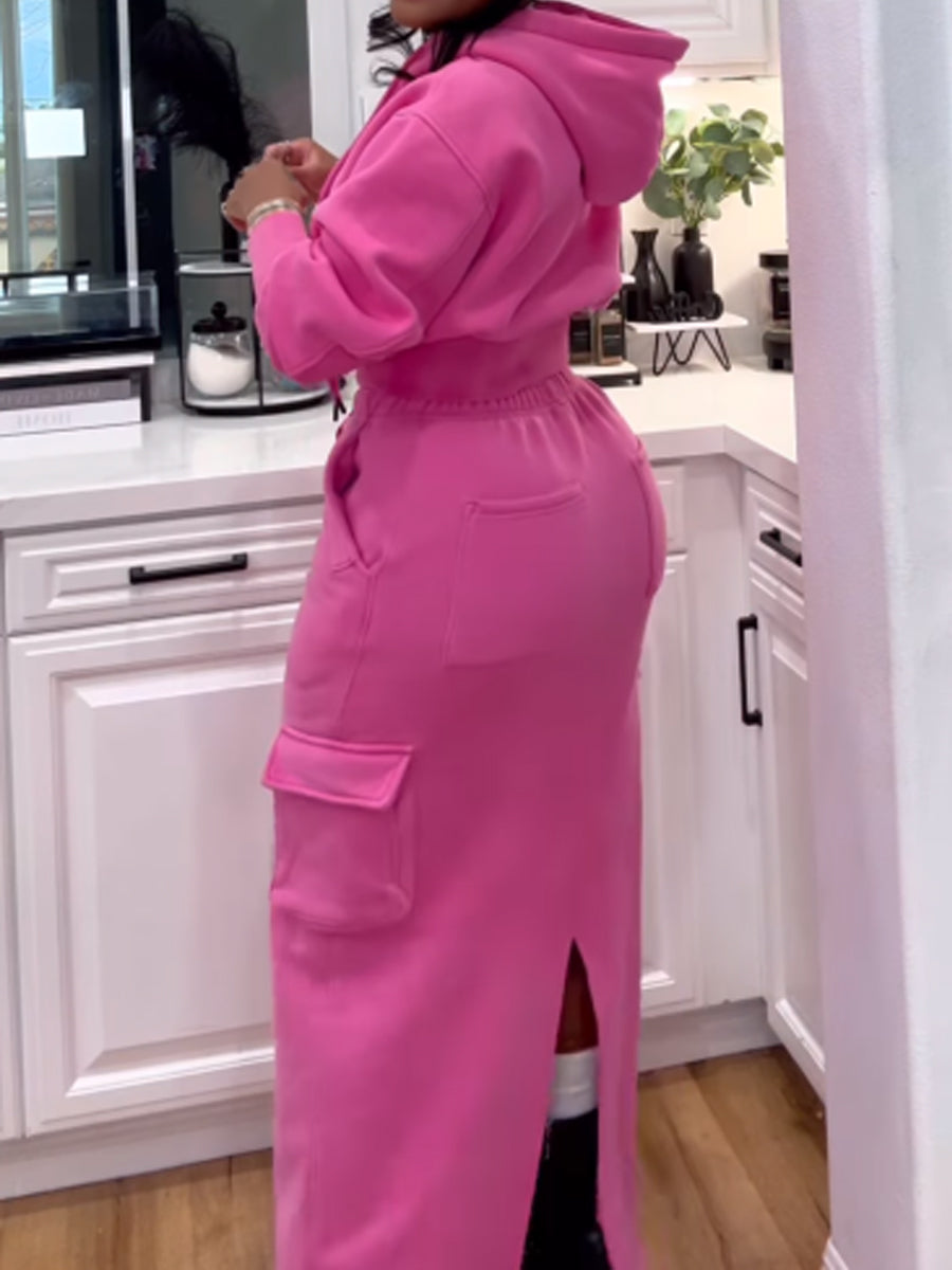 (⏰Last Day Promotion $7 OFF)-Fashion Hooded Pockets Two Pieces Set