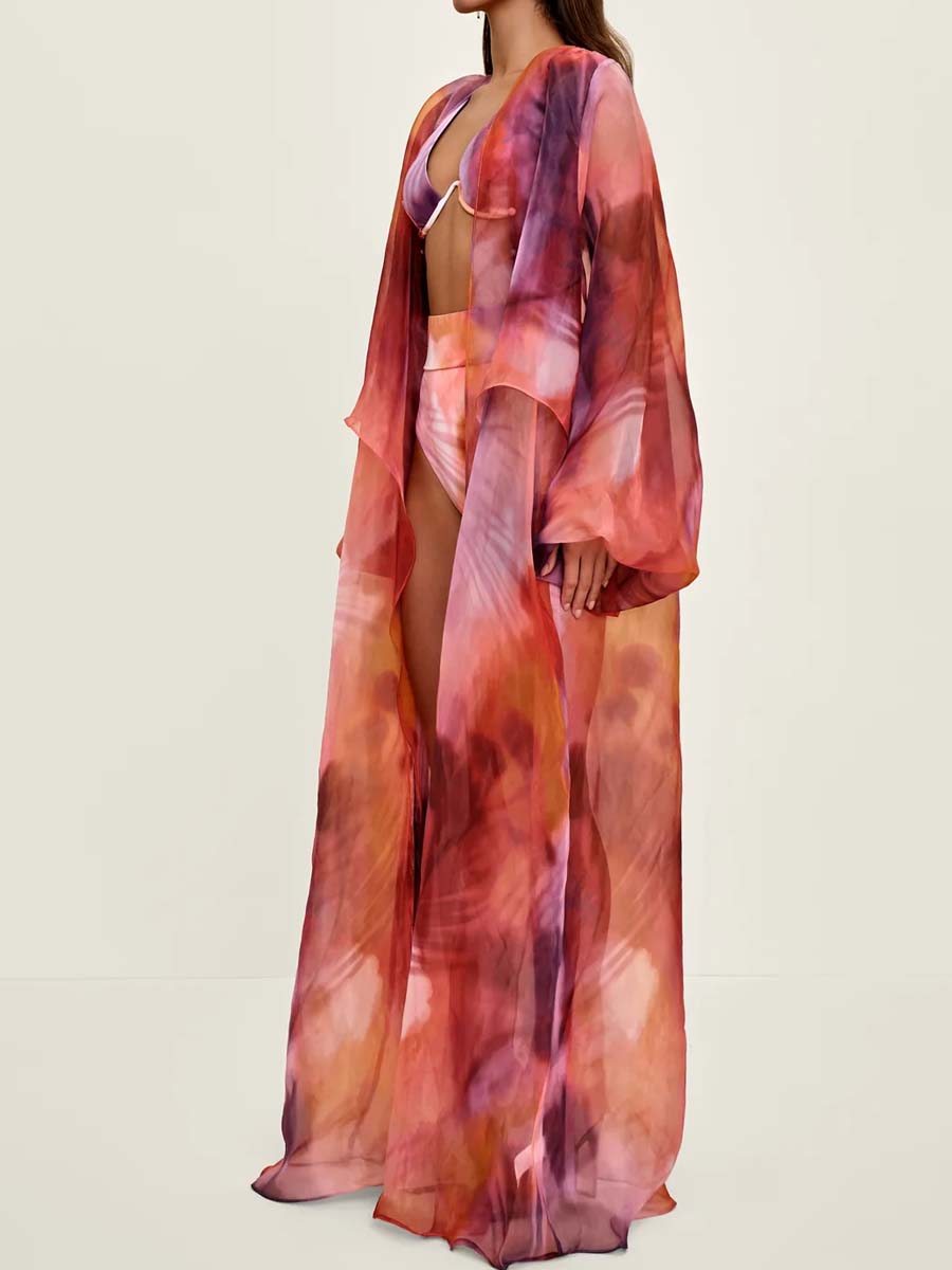 Elegant Printed Cardigan Robe