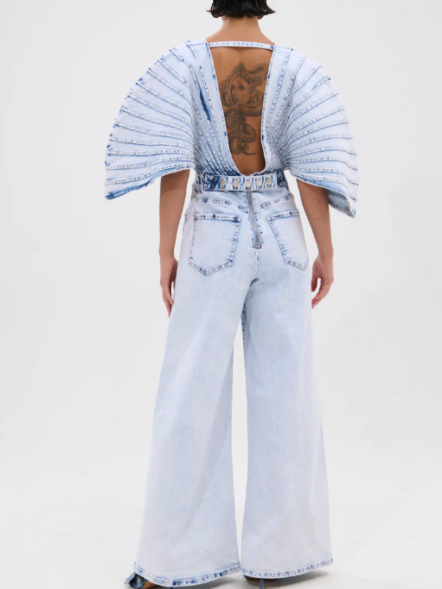 Denim Deep V Jumpsuit