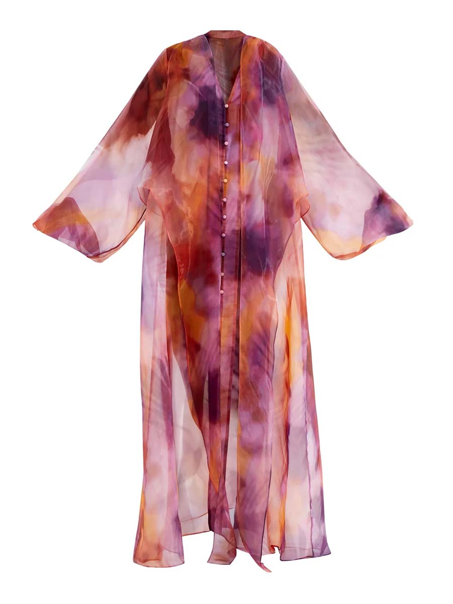 Elegant Printed Cardigan Robe