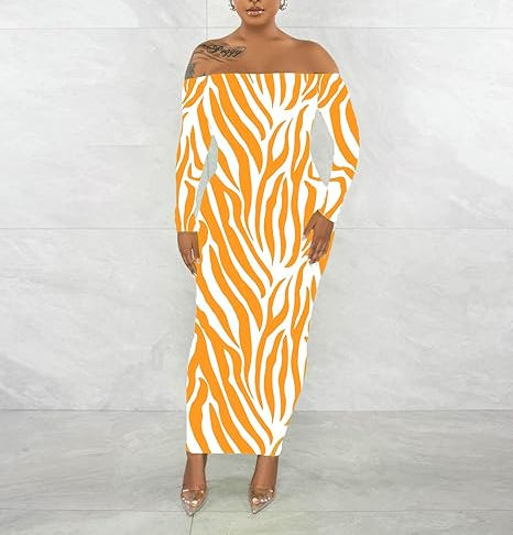 Womens Sexy Long Sleeve Off The Shoulder Maxi Dress