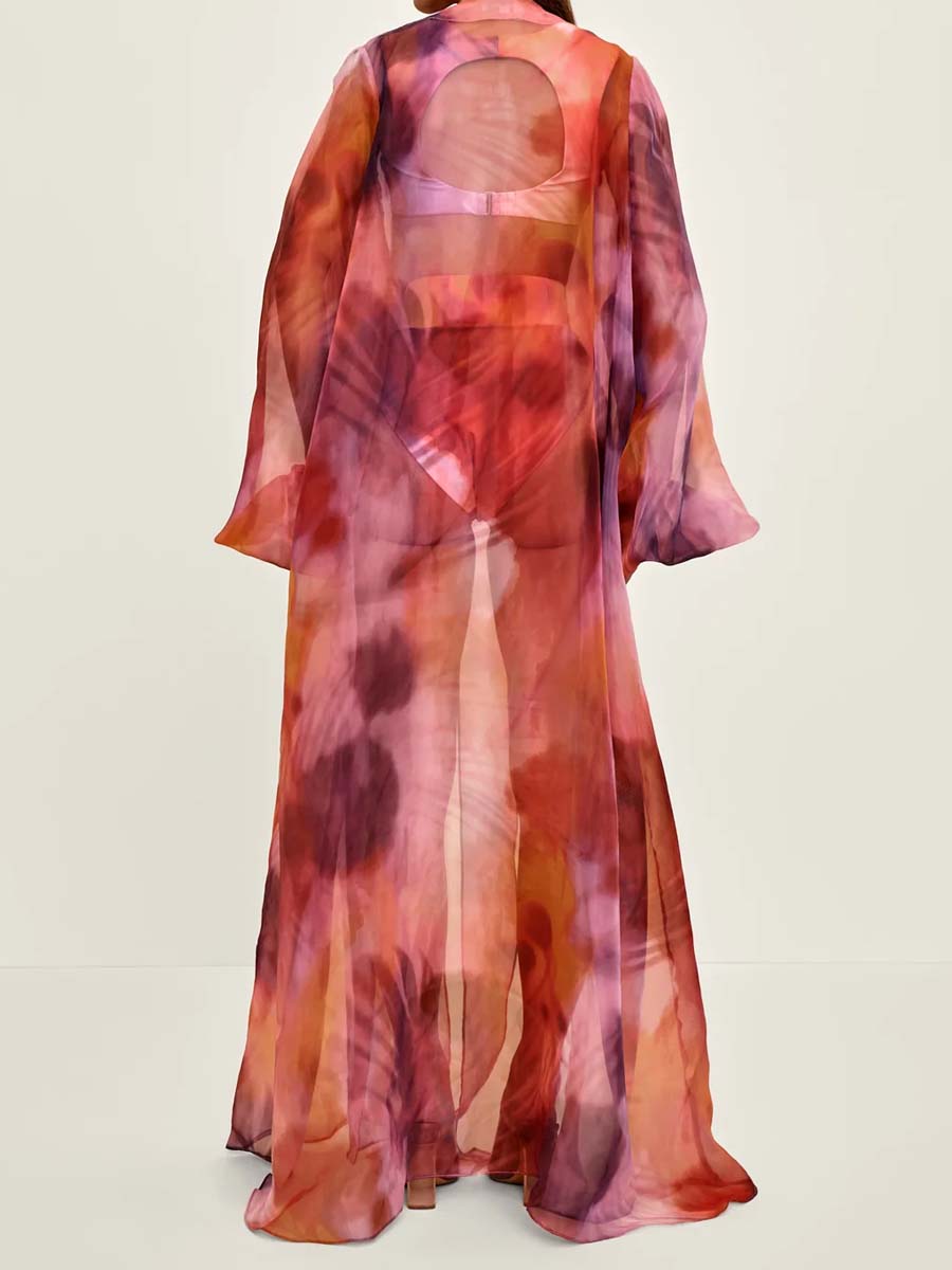 Elegant Printed Cardigan Robe