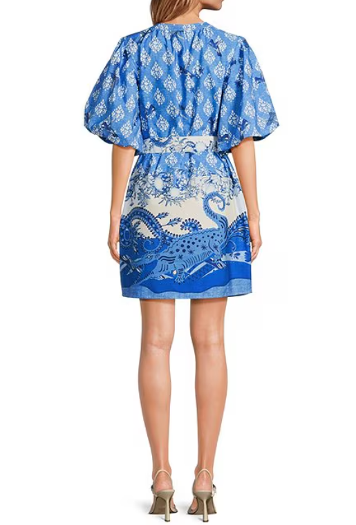 The Blue Floral Puff Sleeve Dress