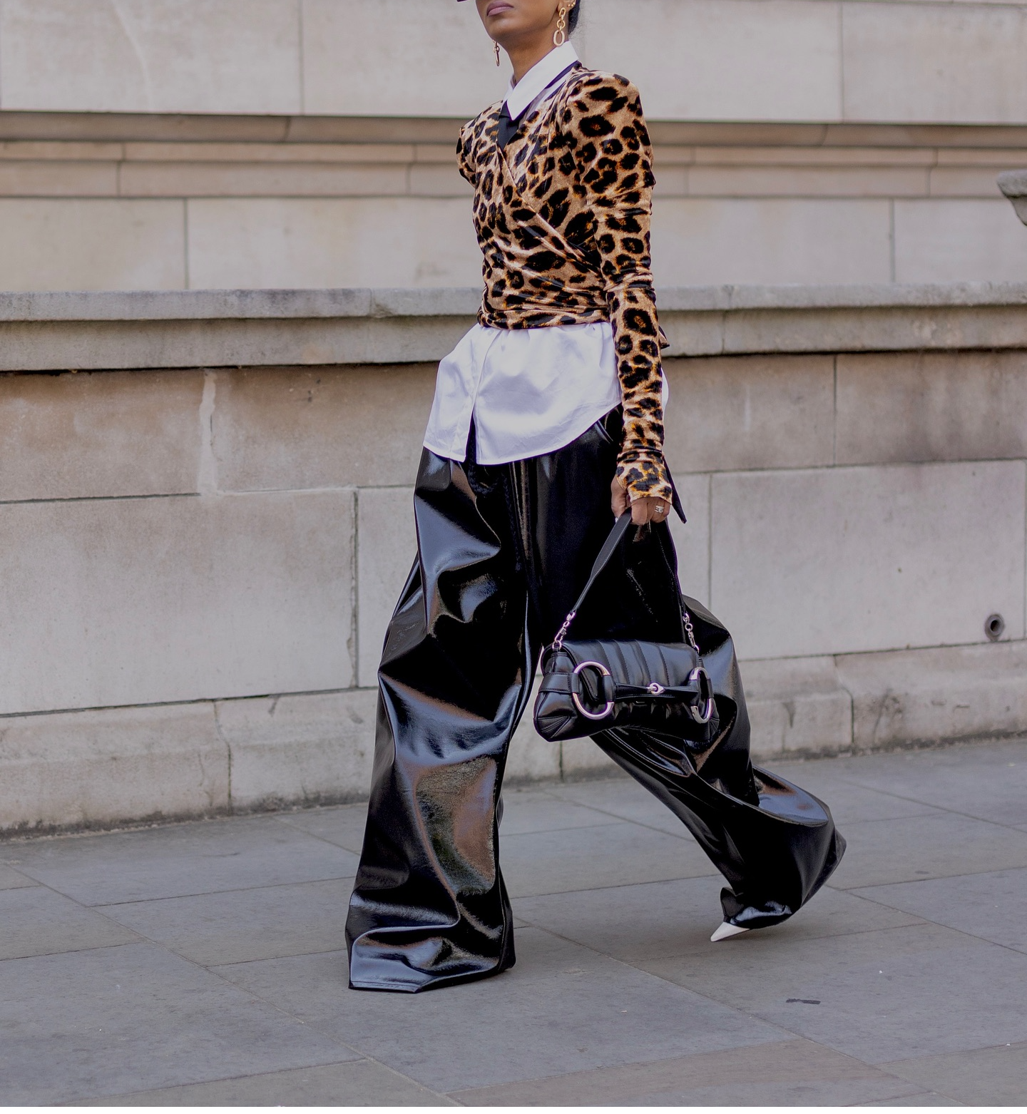 Classic Leopard Print Ruffled Sleeve Top