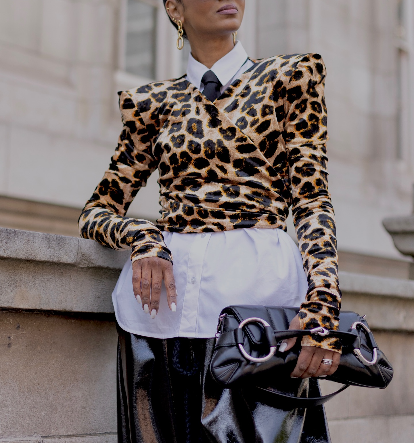 Classic Leopard Print Ruffled Sleeve Top