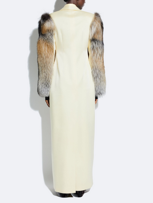 Plush-Sleeve Leather Coat