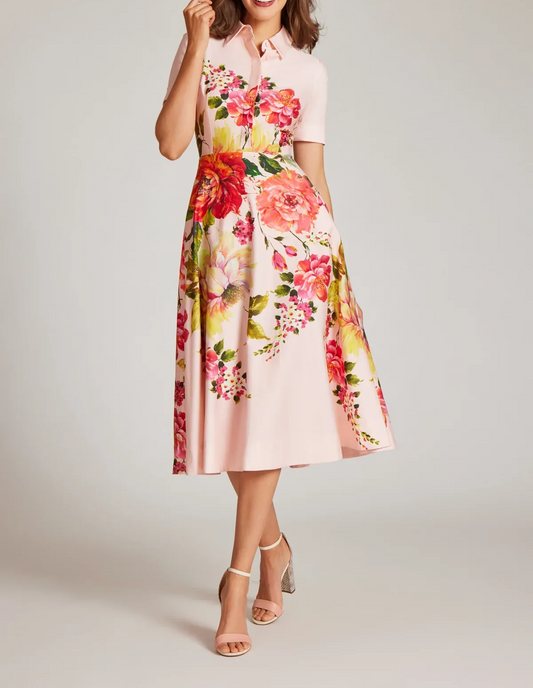 Floral Border Print Shirt Dress
