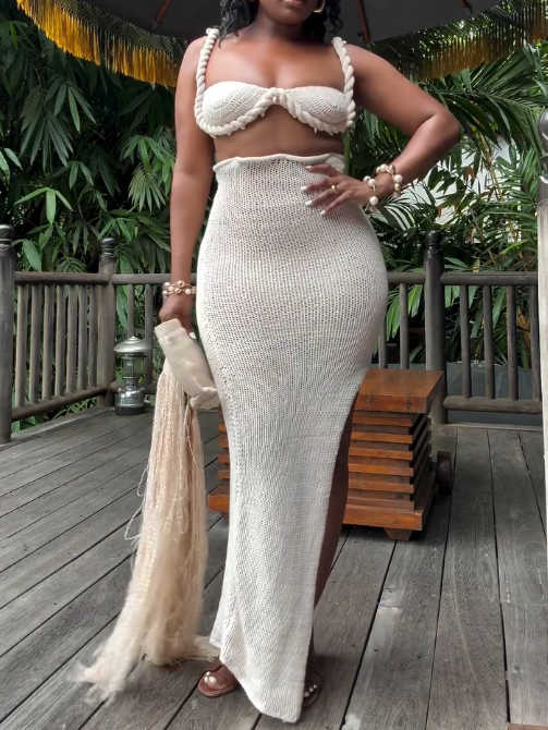 The Beige Crochet Two Piece