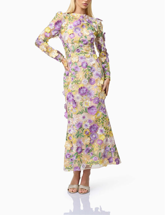 3D Floral Midi Dress