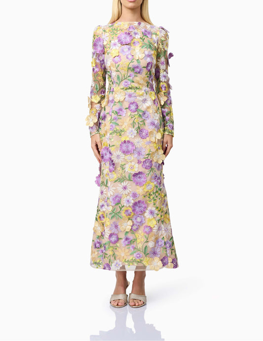 3D Floral Midi Dress