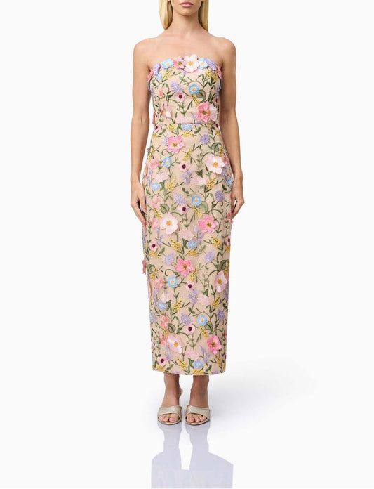 Strapless Midi Dress In Floral