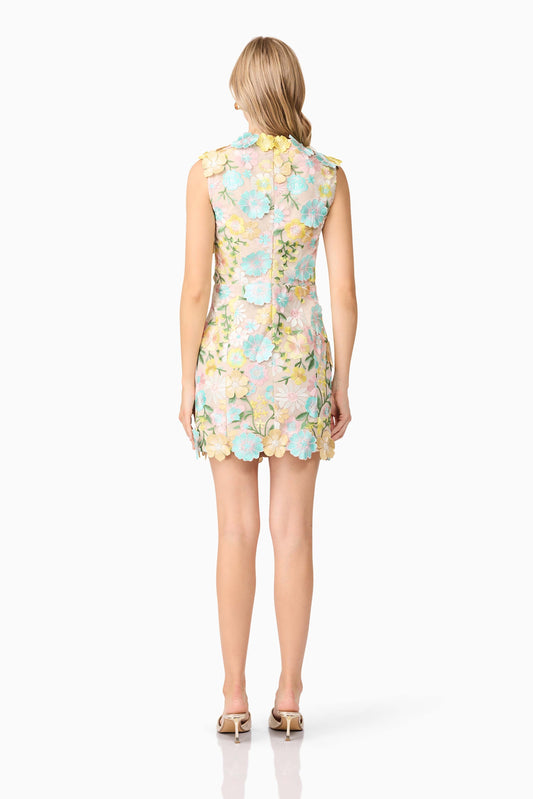 3D Mini Dress In Floral | Embroidered Details