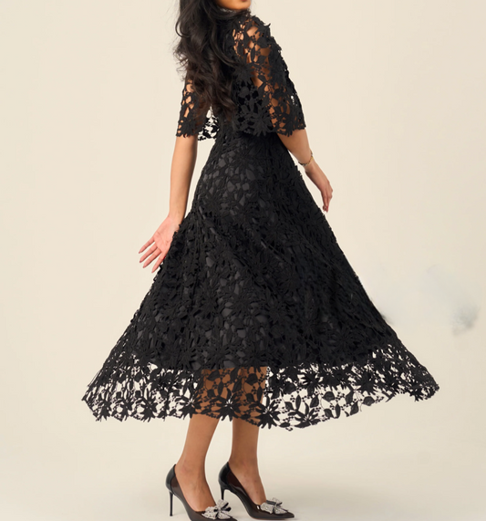 Black Lace Midi Dress