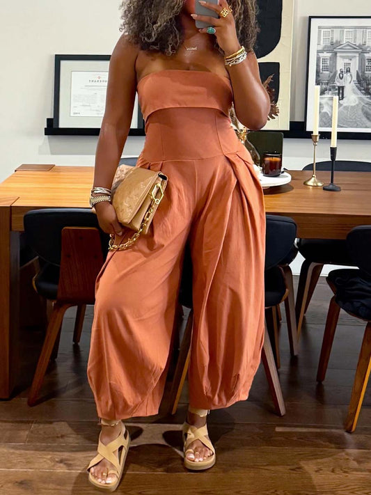 Foldover Bust Strappless Jumpsuit