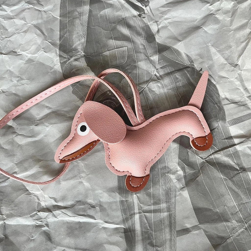 PUPPY Charm Bag Accessory with Sausage-shaped Keychain