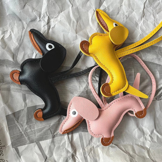 PUPPY Charm Bag Accessory with Sausage-shaped Keychain