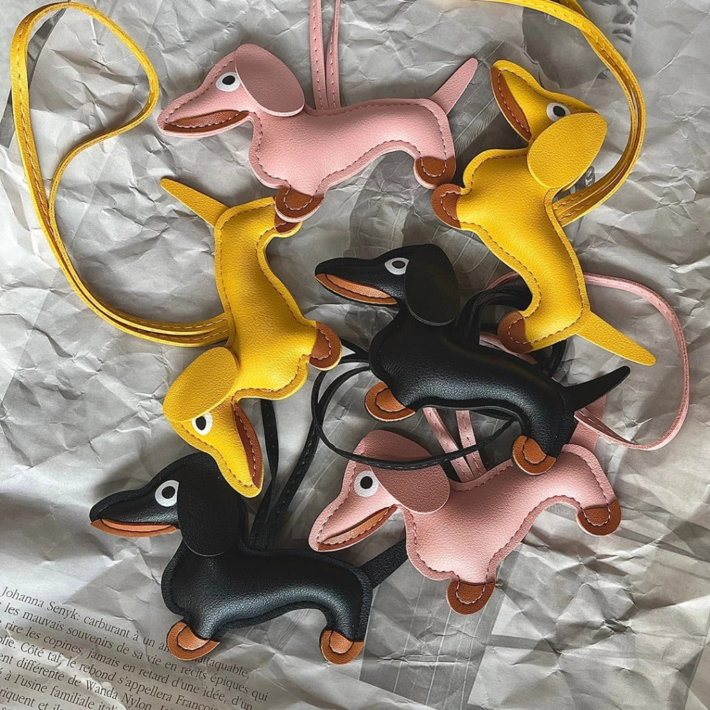 PUPPY Charm Bag Accessory with Sausage-shaped Keychain