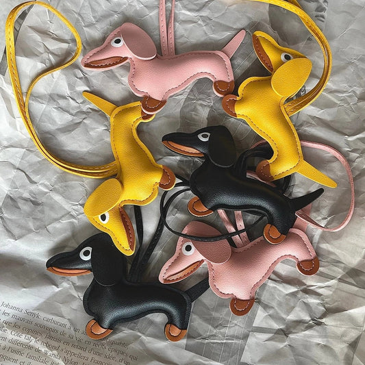 PUPPY Charm Bag Accessory with Sausage-shaped Keychain