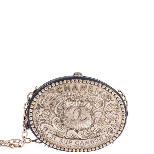 (⏰Last Day Promotion $14 OFF)-Dallas Black Leather & Pony-hair Belt Buckle Minaudière Palladium Hardware