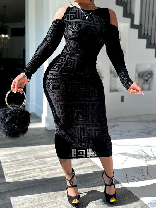 Sexy Cold Shoulder Stretch Dress