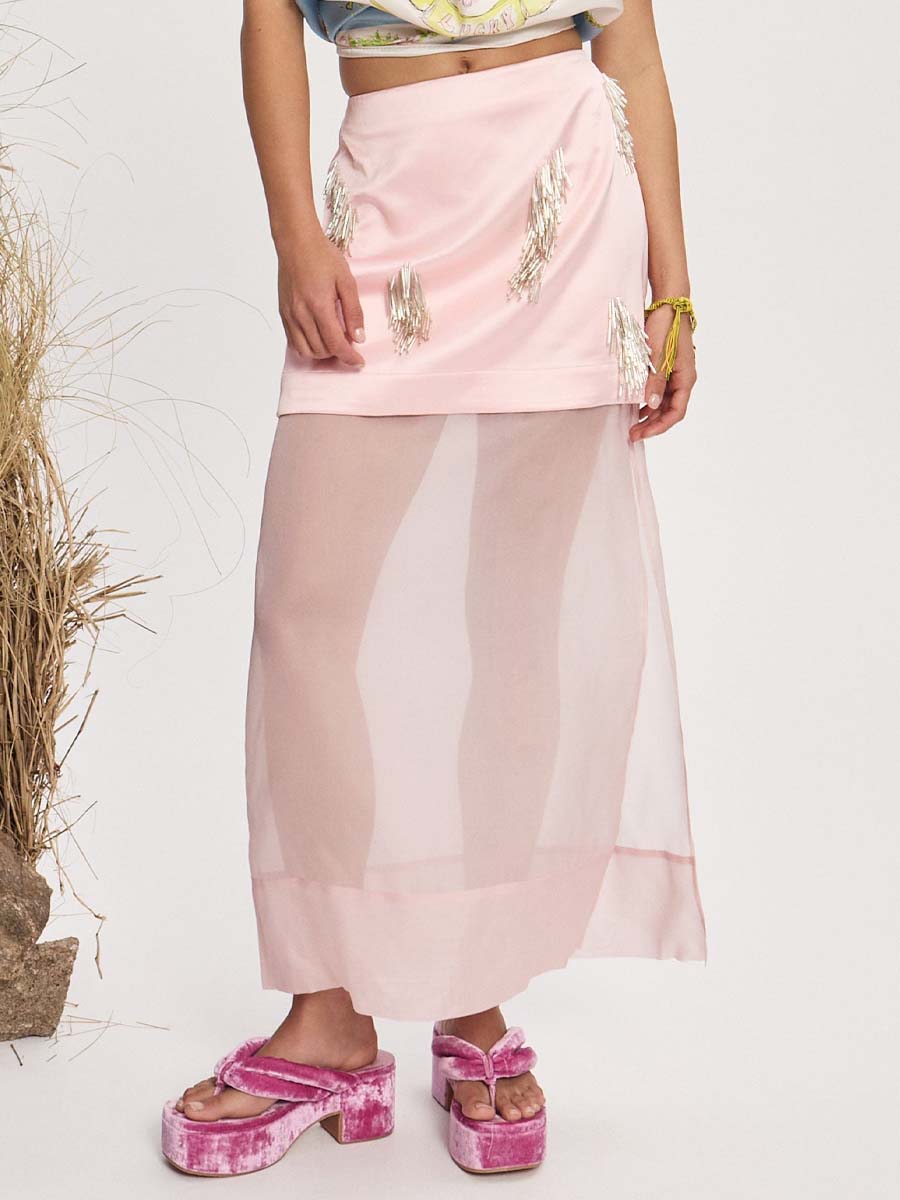 Beaded Fringe Embellished Skirt