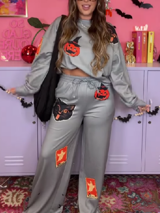 Halloween Pattern Pants Suit