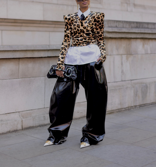 Classic Leopard Print Ruffled Sleeve Top